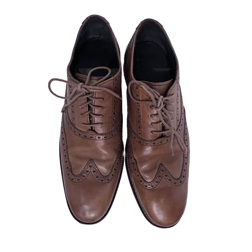 Cole Haan Mens Wingtip Oxfords Brown Leather Shoes Size 9 1/2‎ M